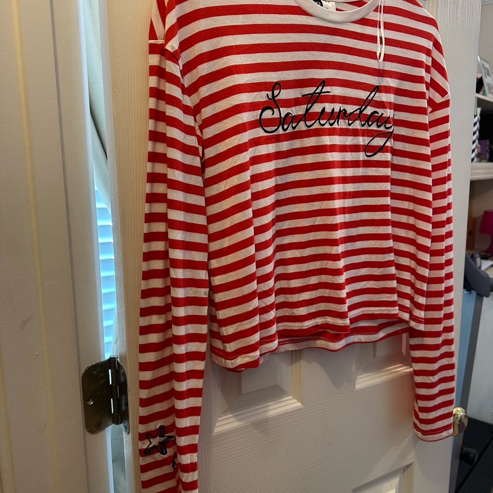 Red and White Striped Long Sleeve Shirt … Cozy